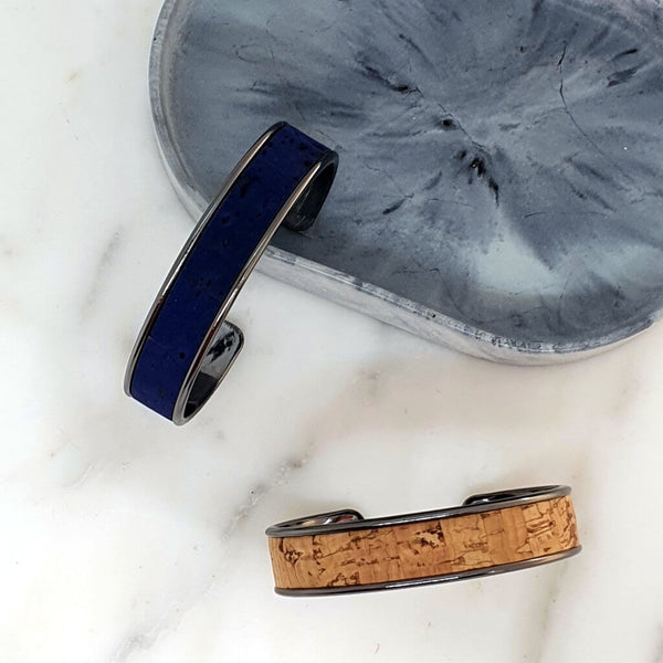 Bracelets joncs et lien de liège naturel et bleu | Wild Gaze